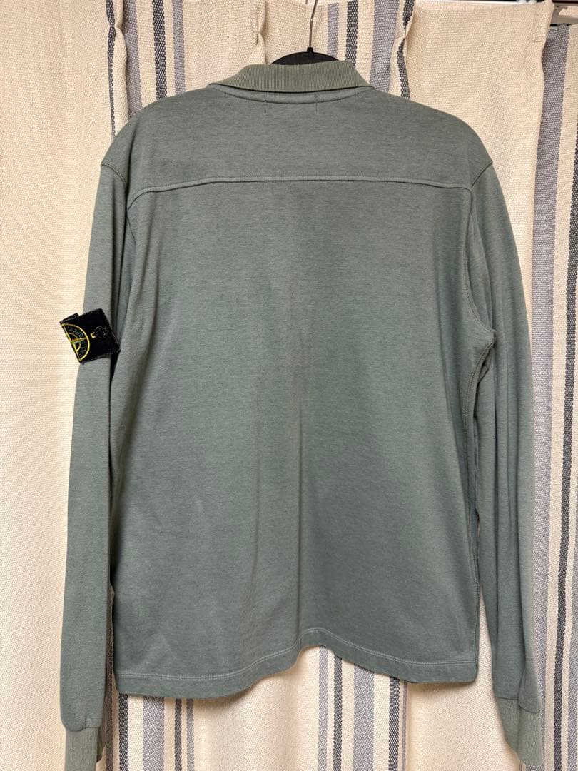 STONE  カーキ 長袖ポロシャツ