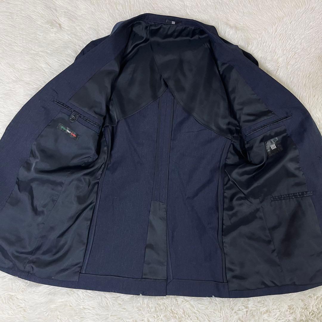 【美品/イタリア生地】スーツセレクト 3ピース セットアップ A5 ネイビー