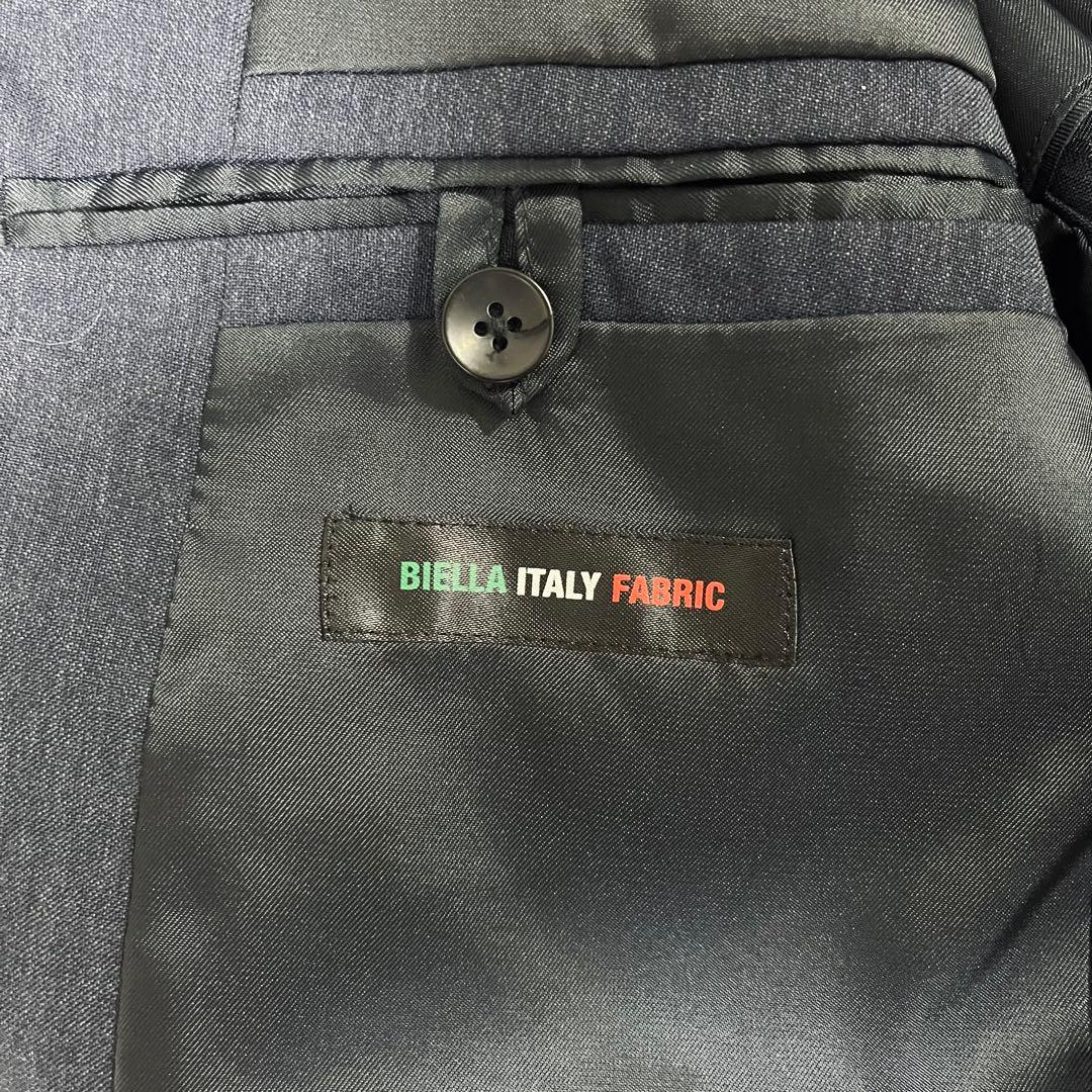 【美品/イタリア生地】スーツセレクト 3ピース セットアップ A5 ネイビー