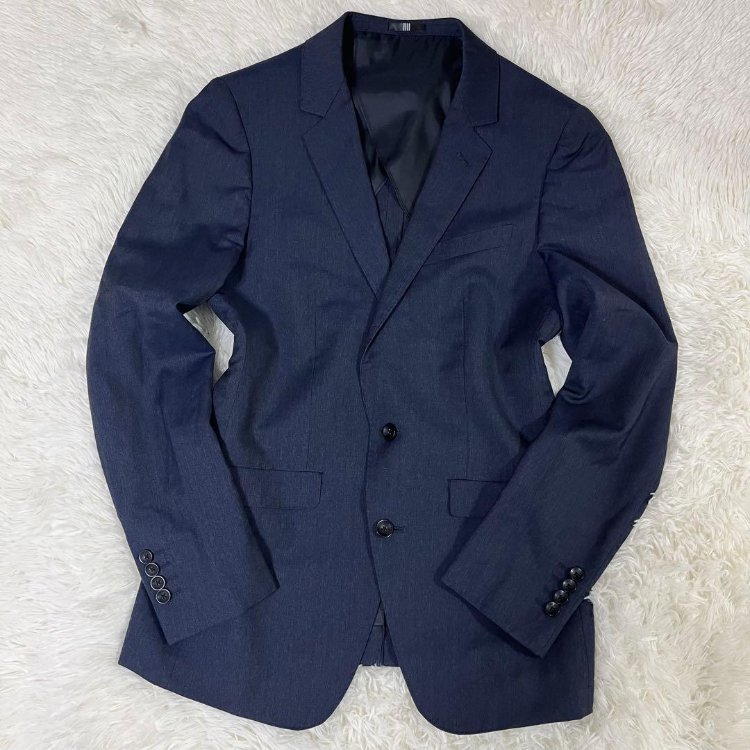 【美品/イタリア生地】スーツセレクト 3ピース セットアップ A5 ネイビー
