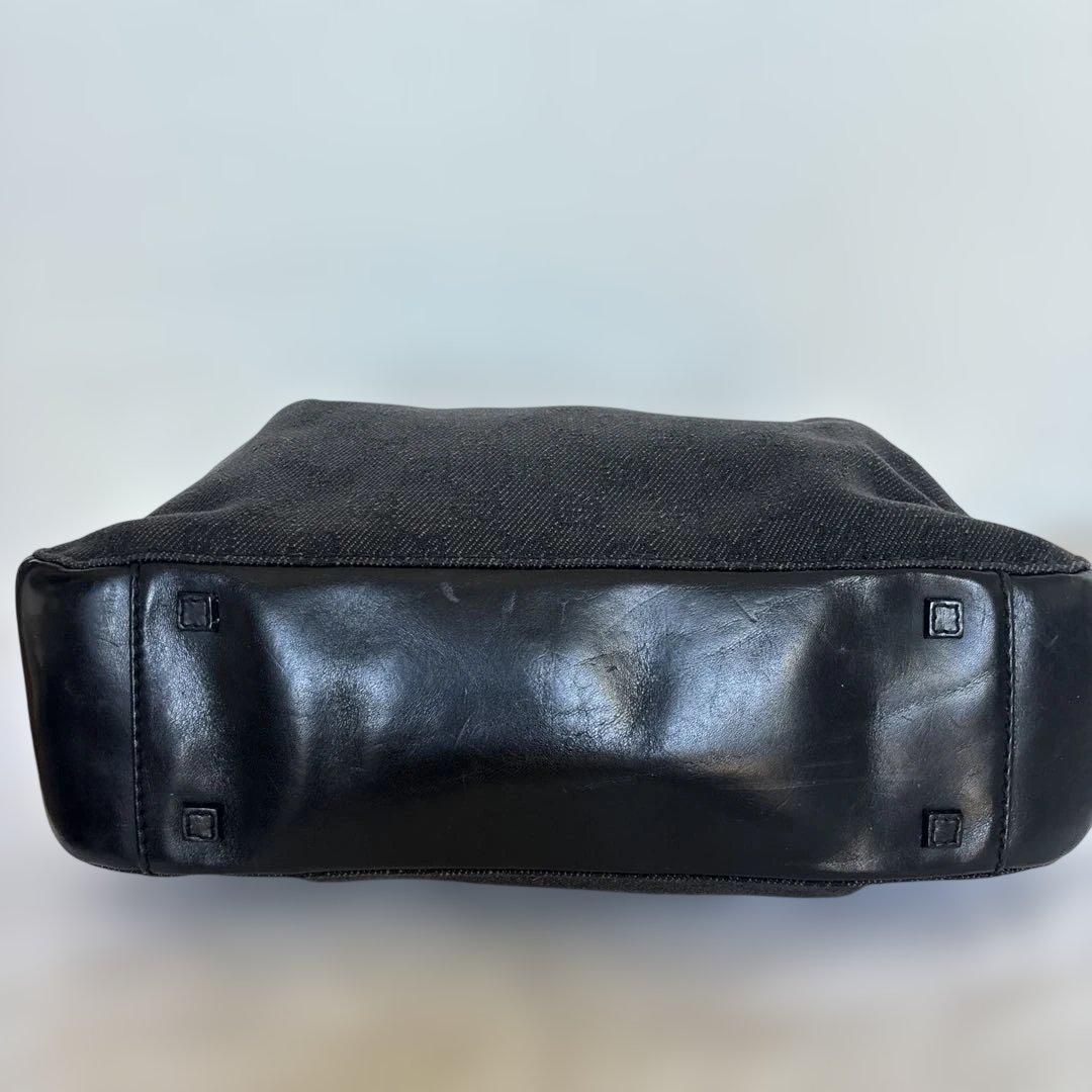 GUCCIグッチ トートバッグ GG柄 キャンバス レザー ポーチ付き 黒