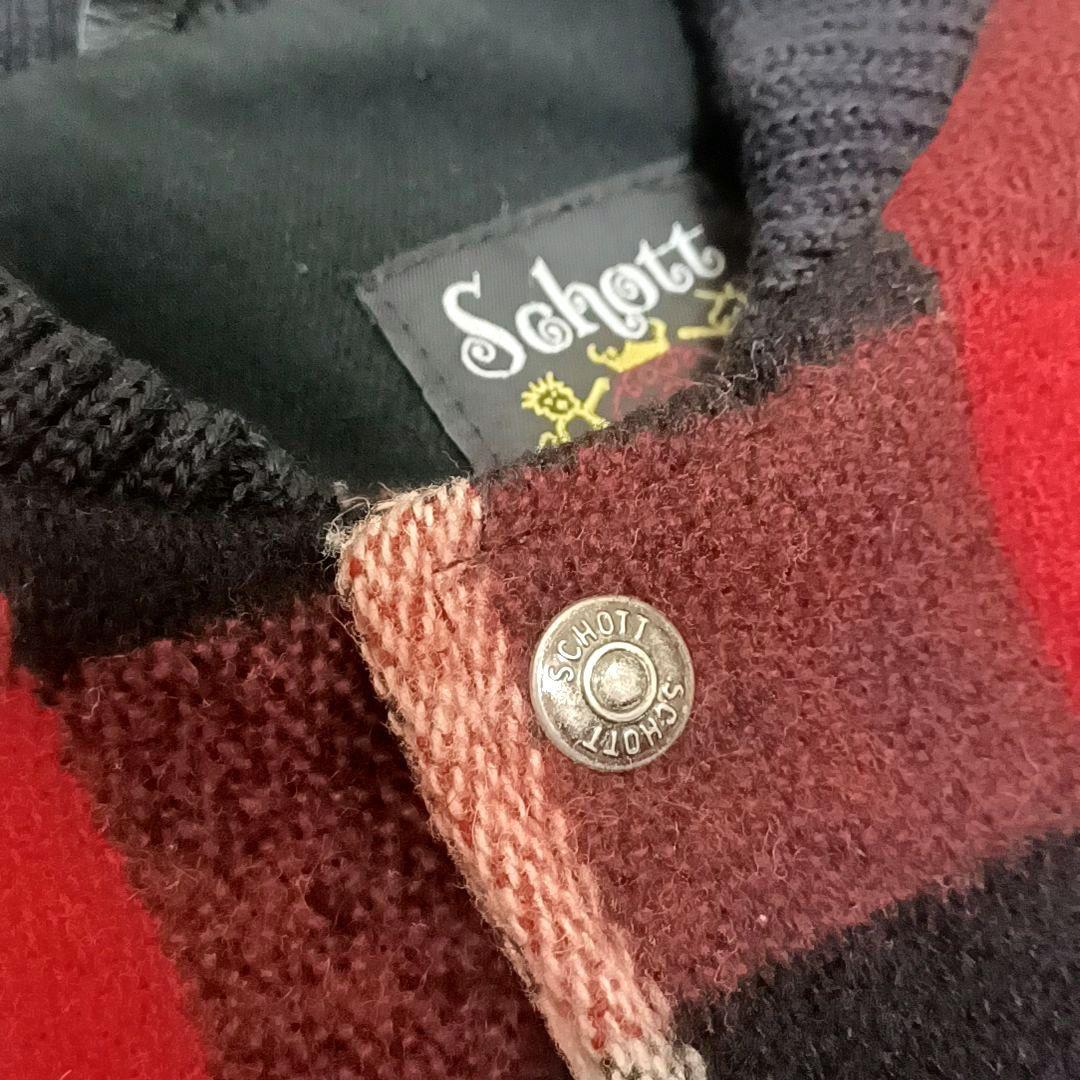 00s美品★SCHOTT　ショット　牛革 レザー×メルトン　スタジャン　ブラック