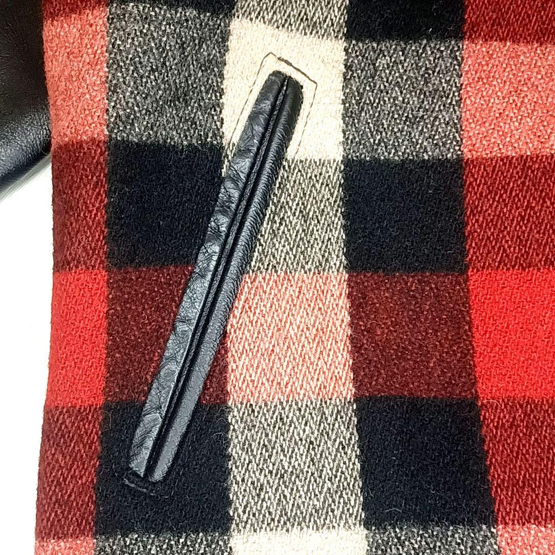 00s美品★SCHOTT　ショット　牛革 レザー×メルトン　スタジャン　ブラック