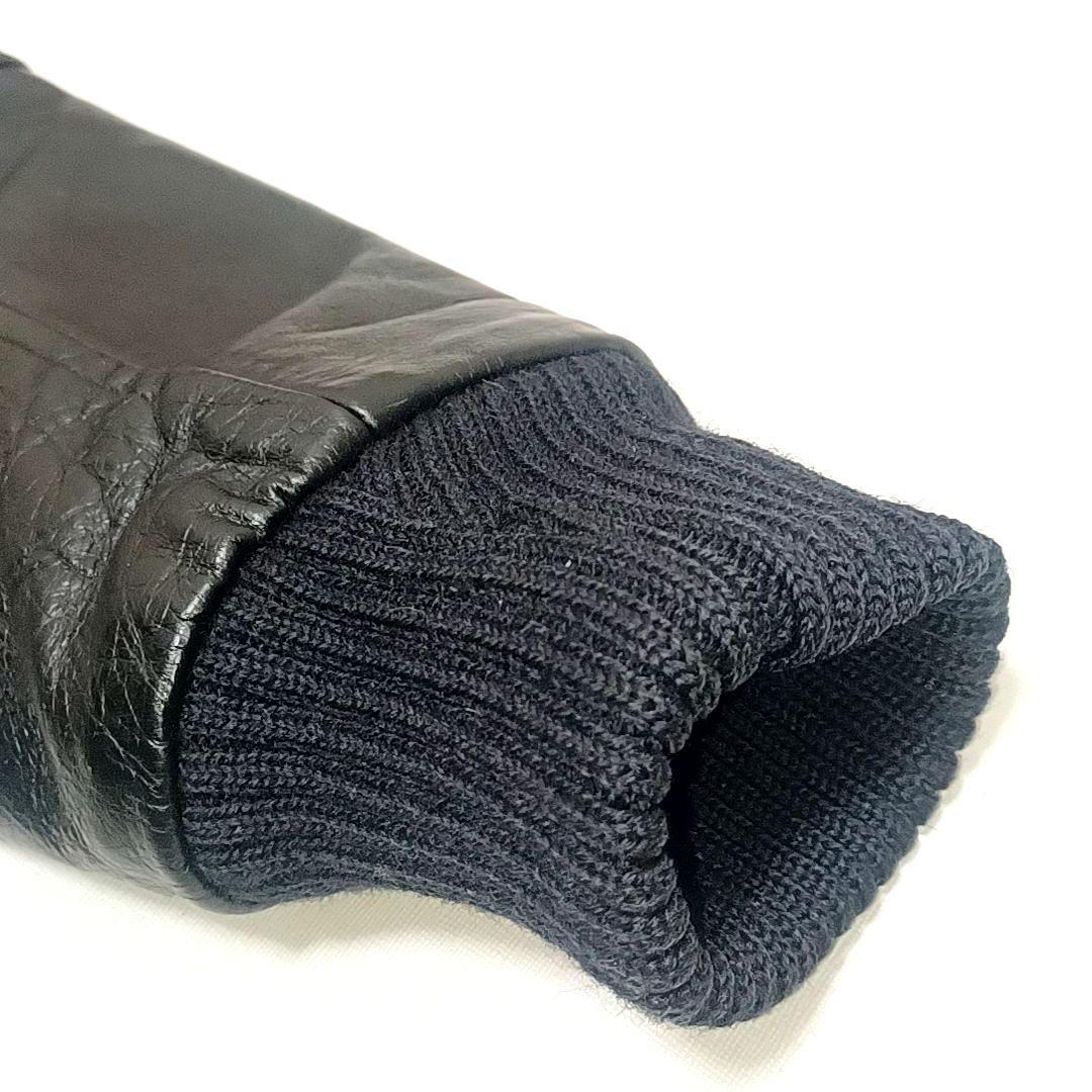 00s美品★SCHOTT　ショット　牛革 レザー×メルトン　スタジャン　ブラック