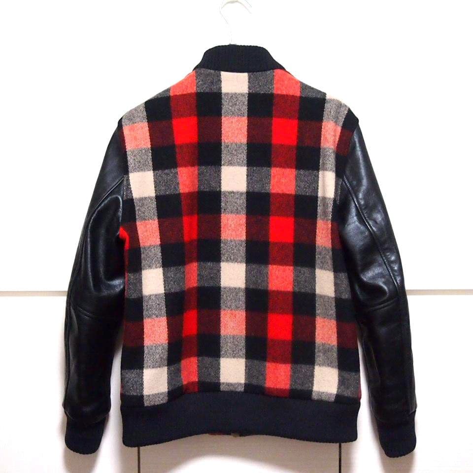 00s美品★SCHOTT　ショット　牛革 レザー×メルトン　スタジャン　ブラック