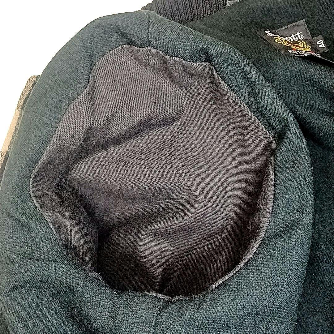 00s美品★SCHOTT　ショット　牛革 レザー×メルトン　スタジャン　ブラック