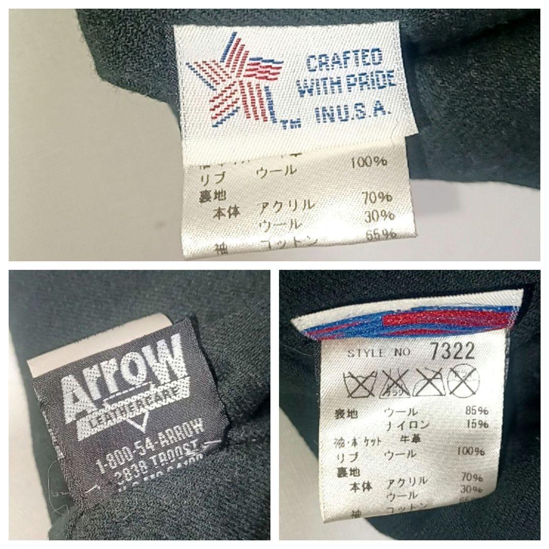 00s美品★SCHOTT　ショット　牛革 レザー×メルトン　スタジャン　ブラック