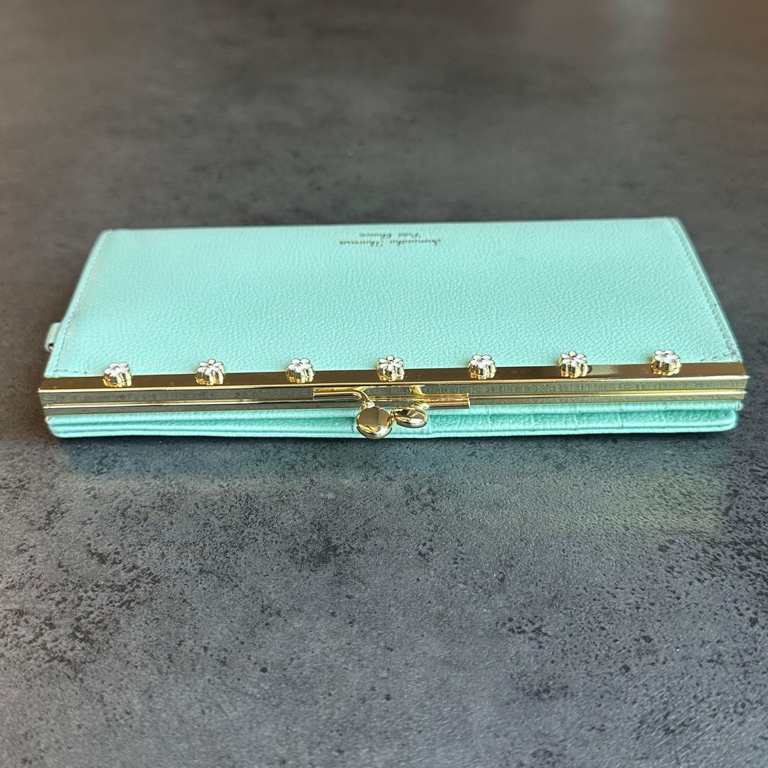 サマンサタバサプチチョイス フラワーモチーフ口金長財布 ミント