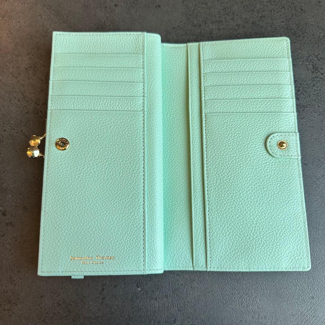 サマンサタバサプチチョイス フラワーモチーフ口金長財布 ミント