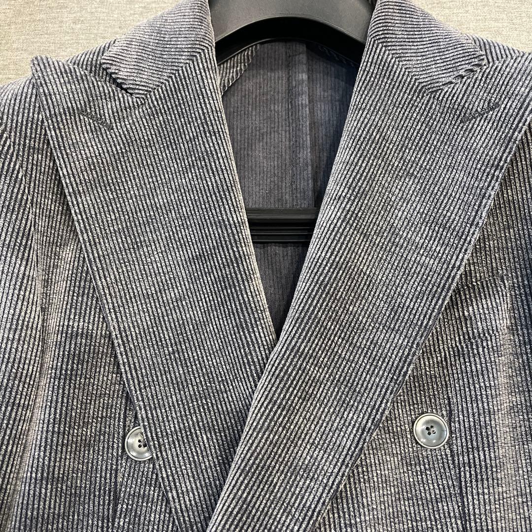 FUGATO グレー コーデュロイ ダブルブレストジャケット