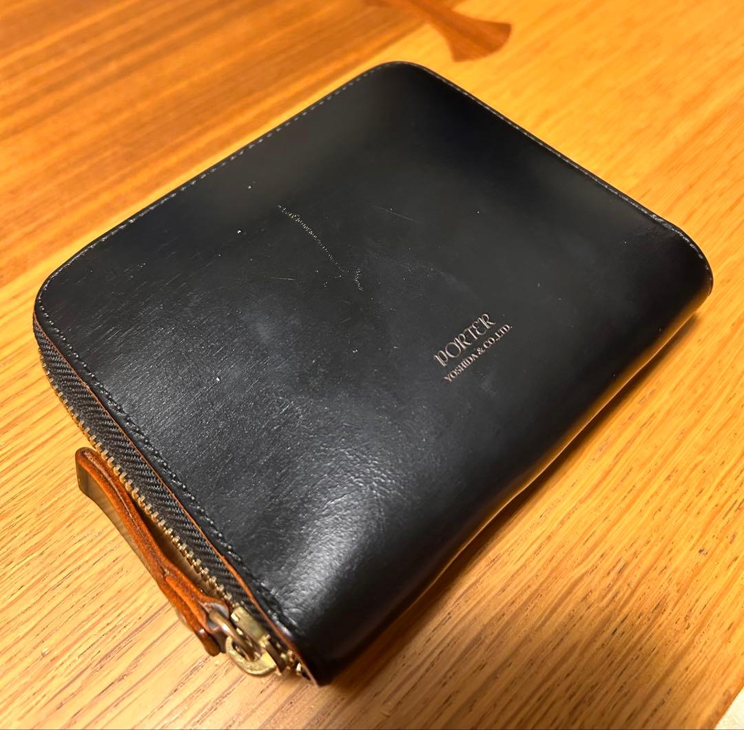PORTER ブラック レザー 二つ折り財布　フィルム