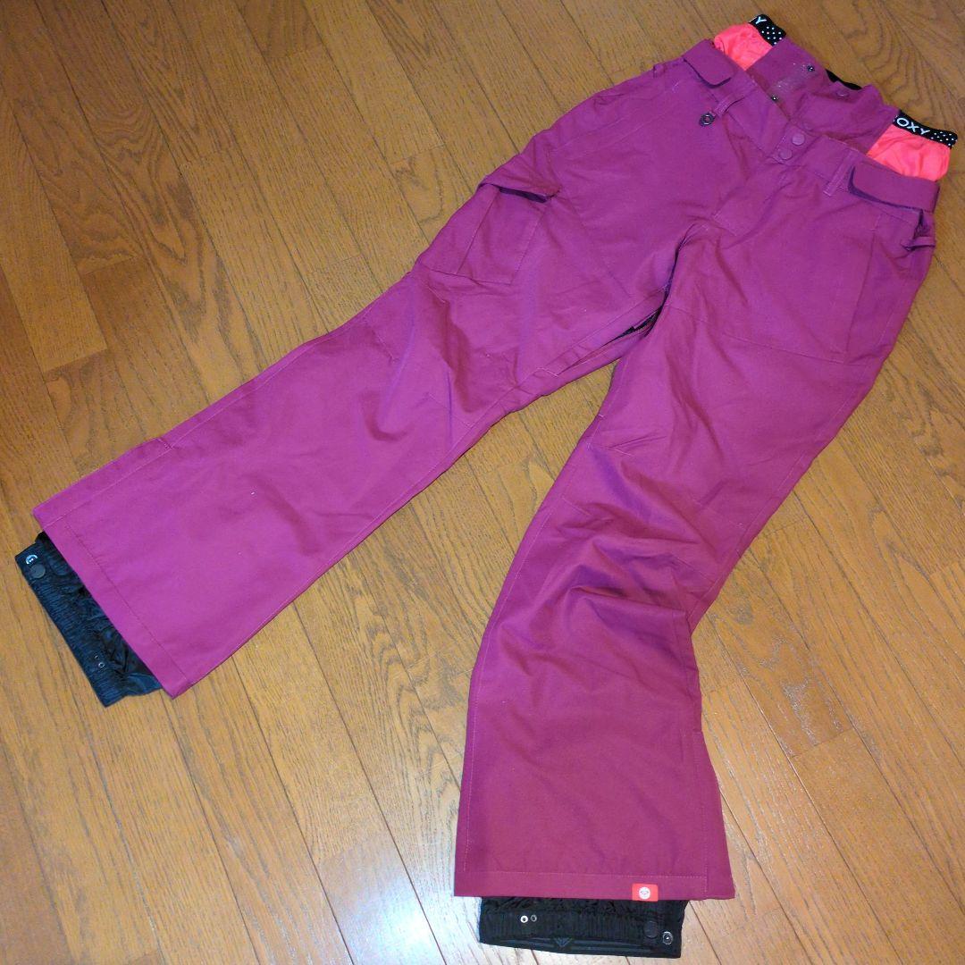 【美品】ROXY　スノボウェア　上下セット　総柄　デニム風　ワインレッド　Ｓ