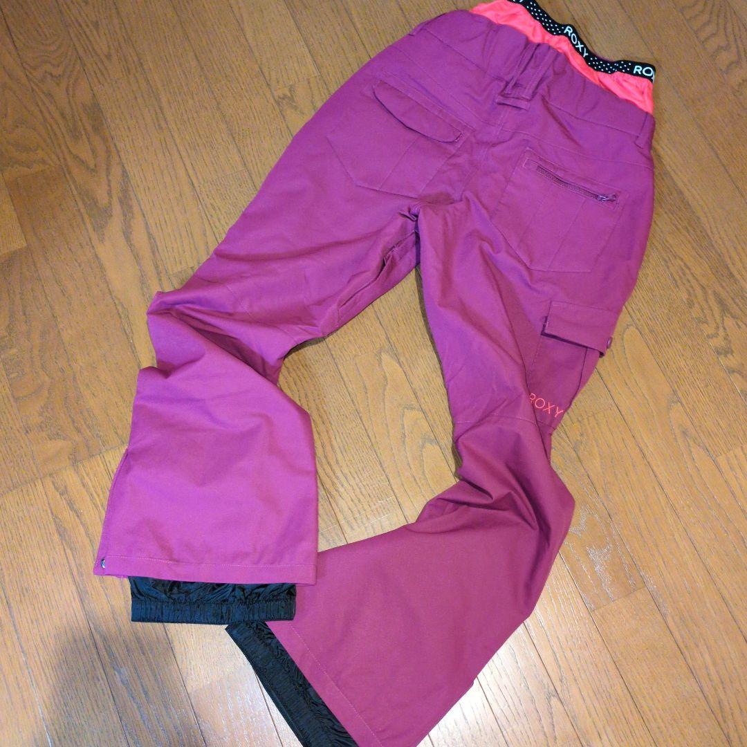 【美品】ROXY　スノボウェア　上下セット　総柄　デニム風　ワインレッド　Ｓ