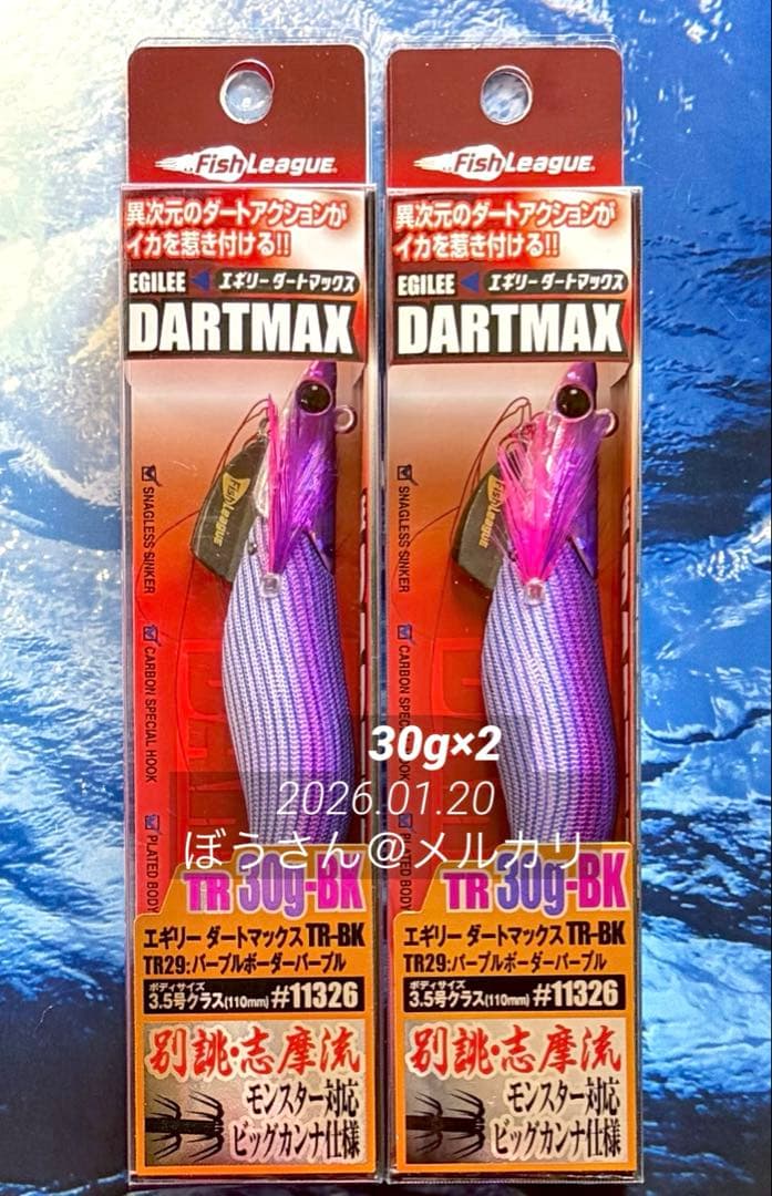 ミ*ナ様 エギリー　ダートマックスTR30g-BK TR29 パープルボーダーパ