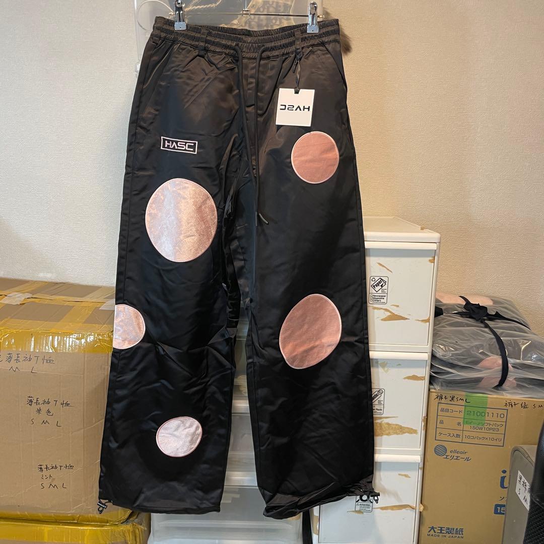 新品未使用 スノボウェア 上下セット S ブラック ドット柄 男女兼用