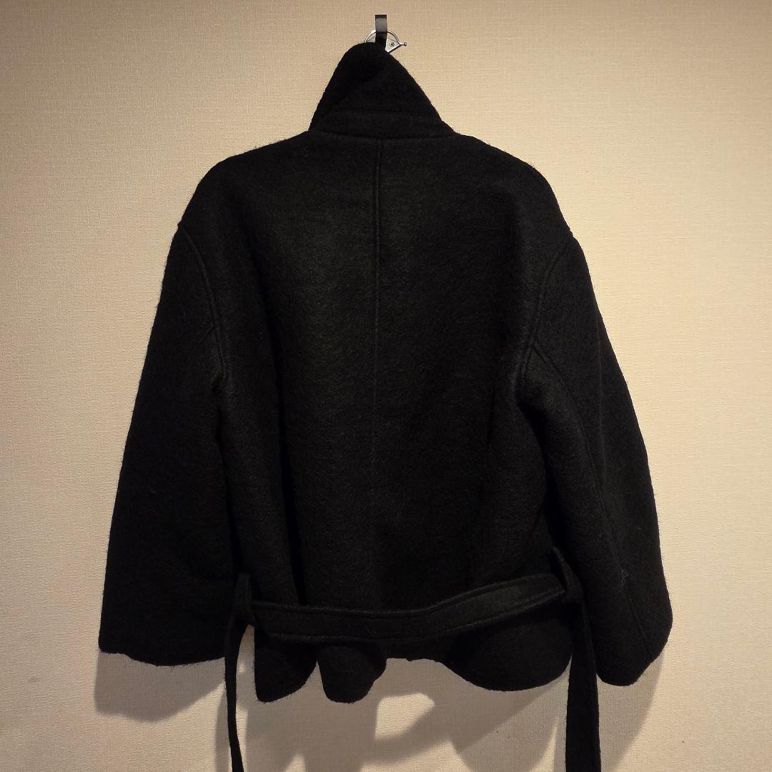 EGGKA レディース カジュアル ウールブレンド ショートコート ブラック