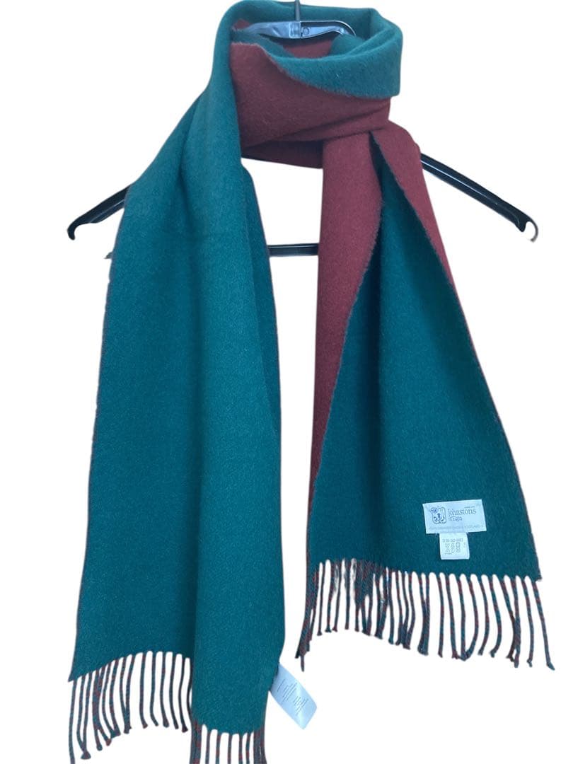 ジョンストンズ カシミヤ100％ 中判マフラー リバーシブル 国内正規品