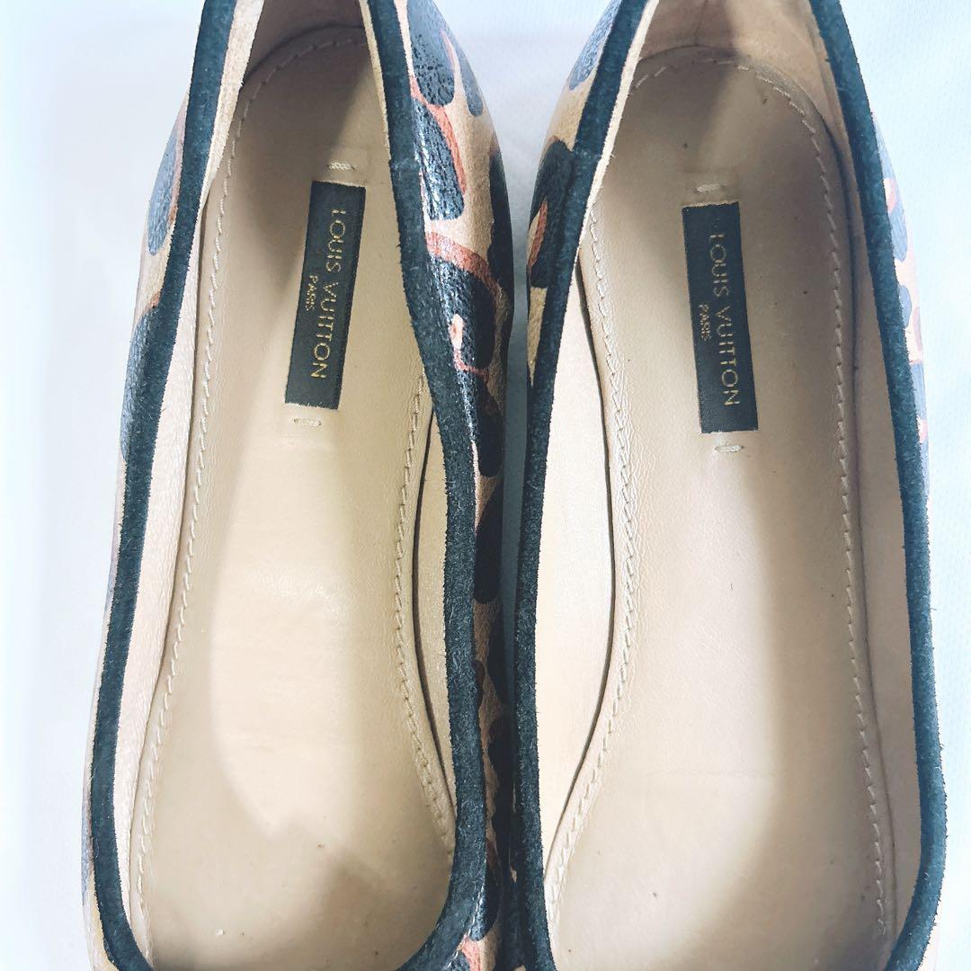 ルイヴィトンLOUISVUITTONフラットシューズ レオパード36 23cm