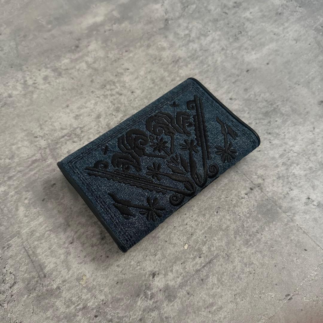 小物 Miu Miu Embroidered Denim Wallet archive