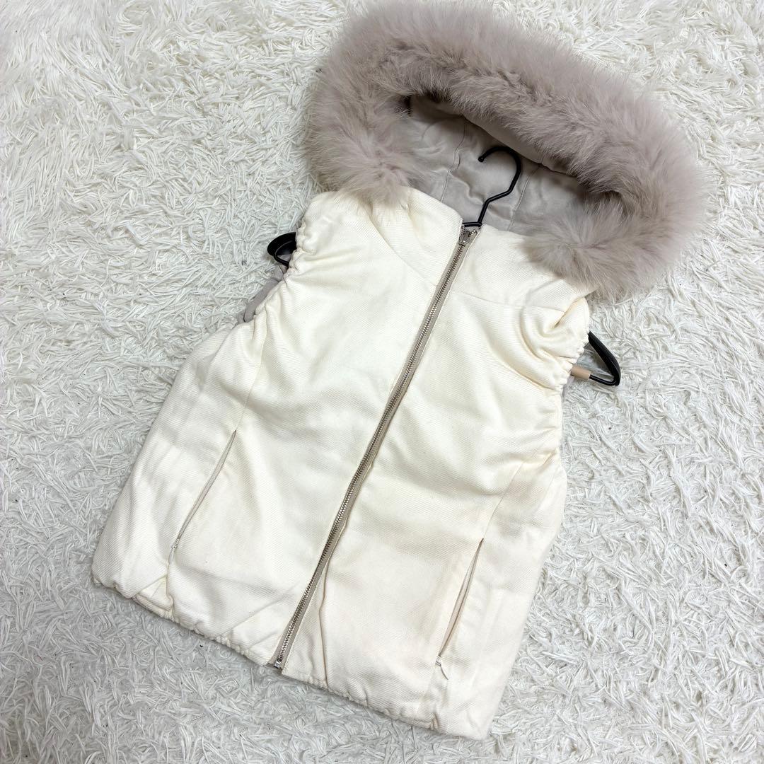 ANAYI✨良品　ダウンベスト　フォックスファー　フード　リバーシブル　きれカジ