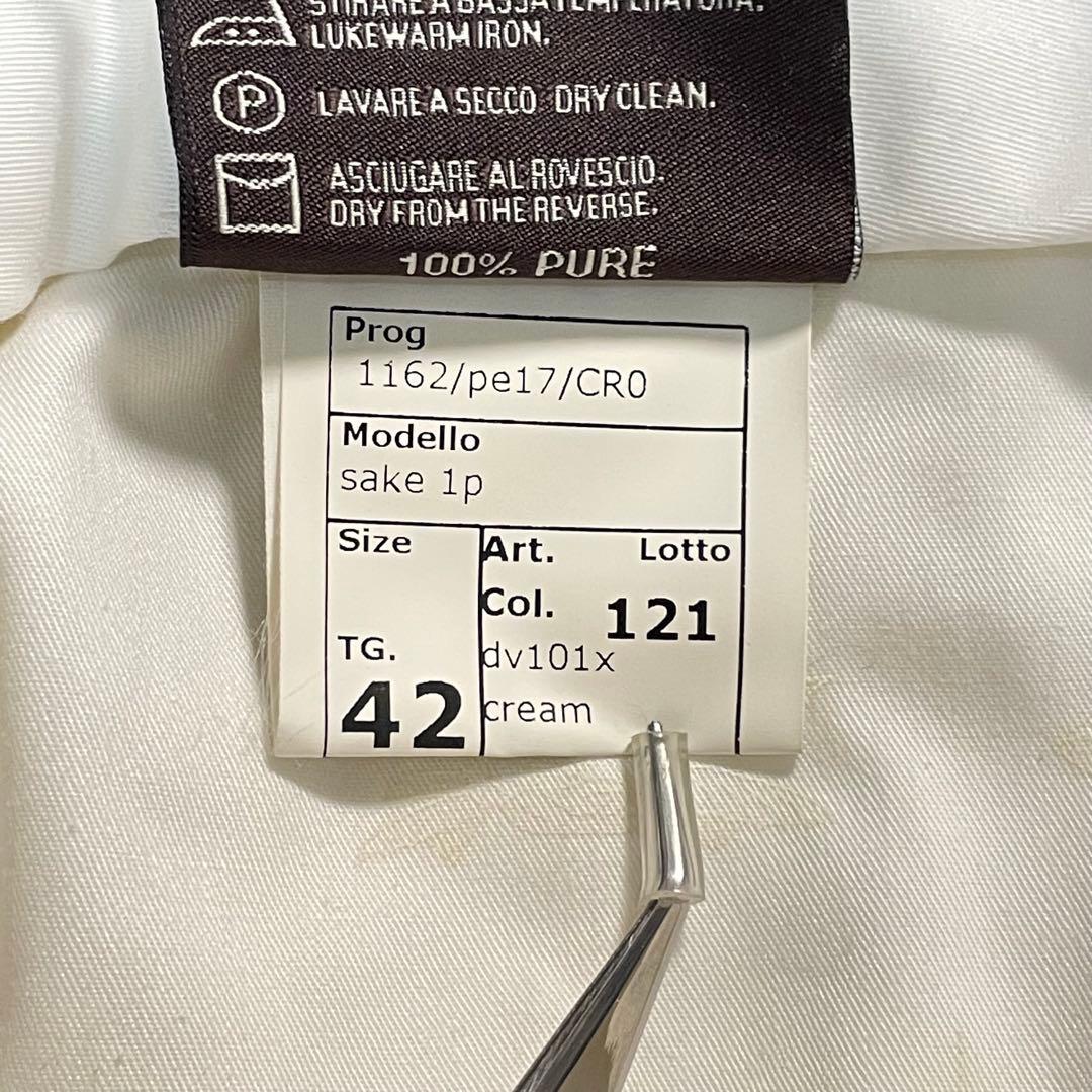 新品 タグ付き Berwich Sake 1P タック スラックス クリーム色