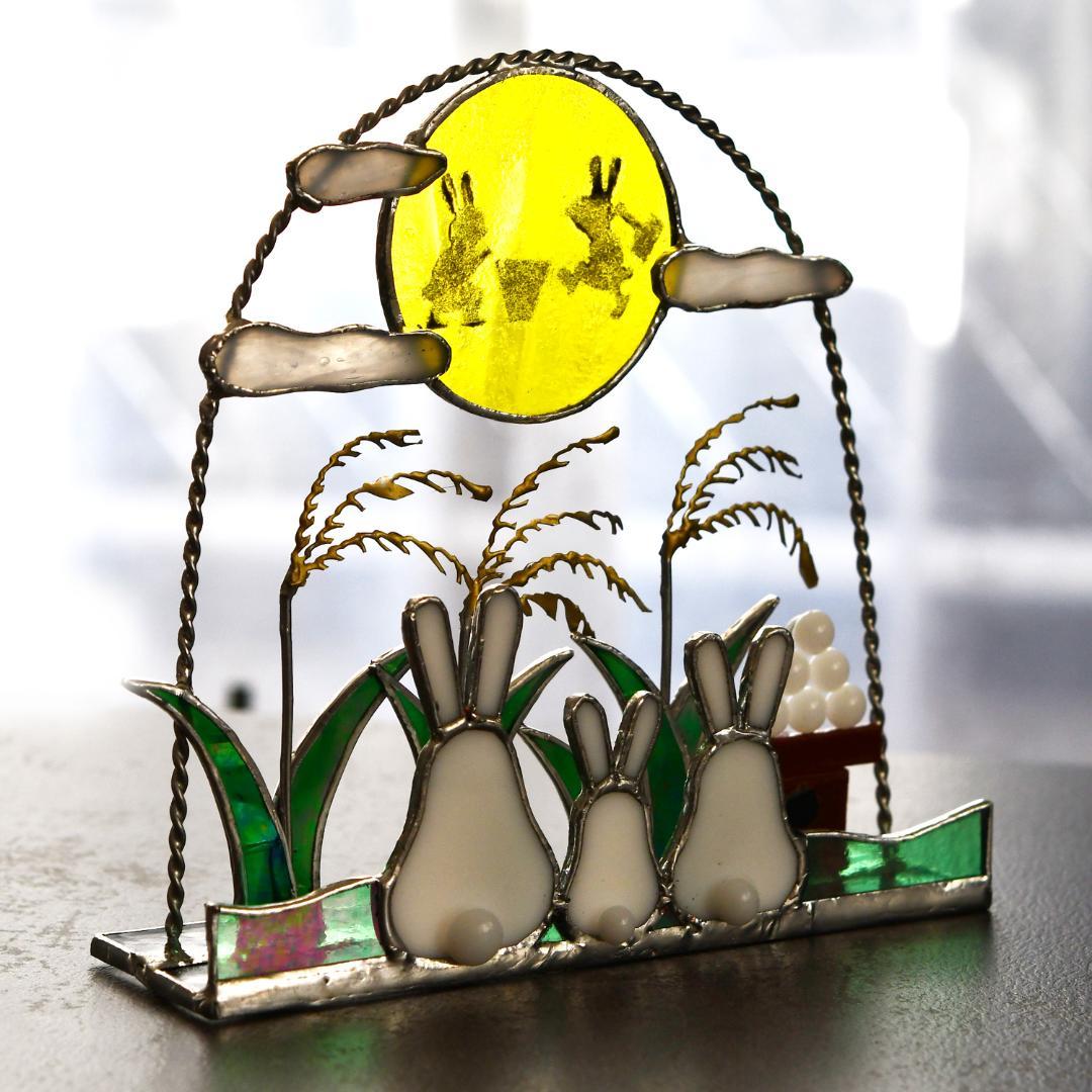 まるもち　ステンドグラス　お雛様　お月見