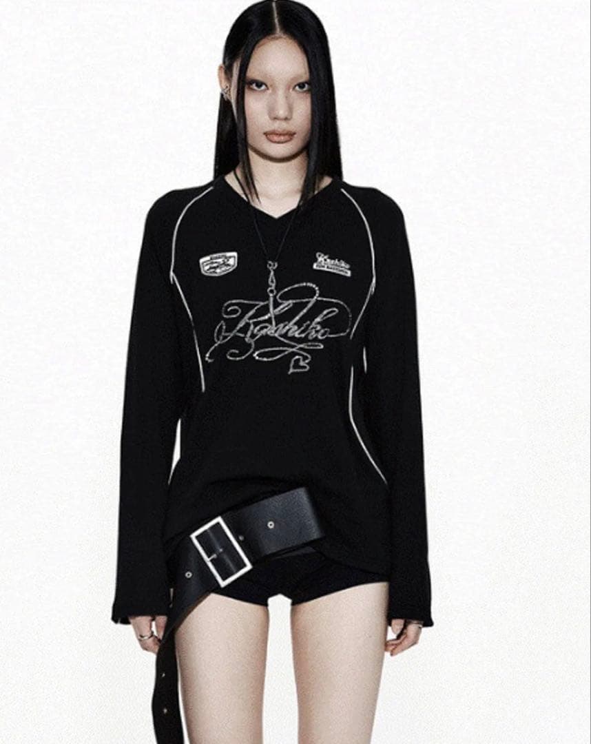 kashiko Waffle Rugby Tee Black ブラック