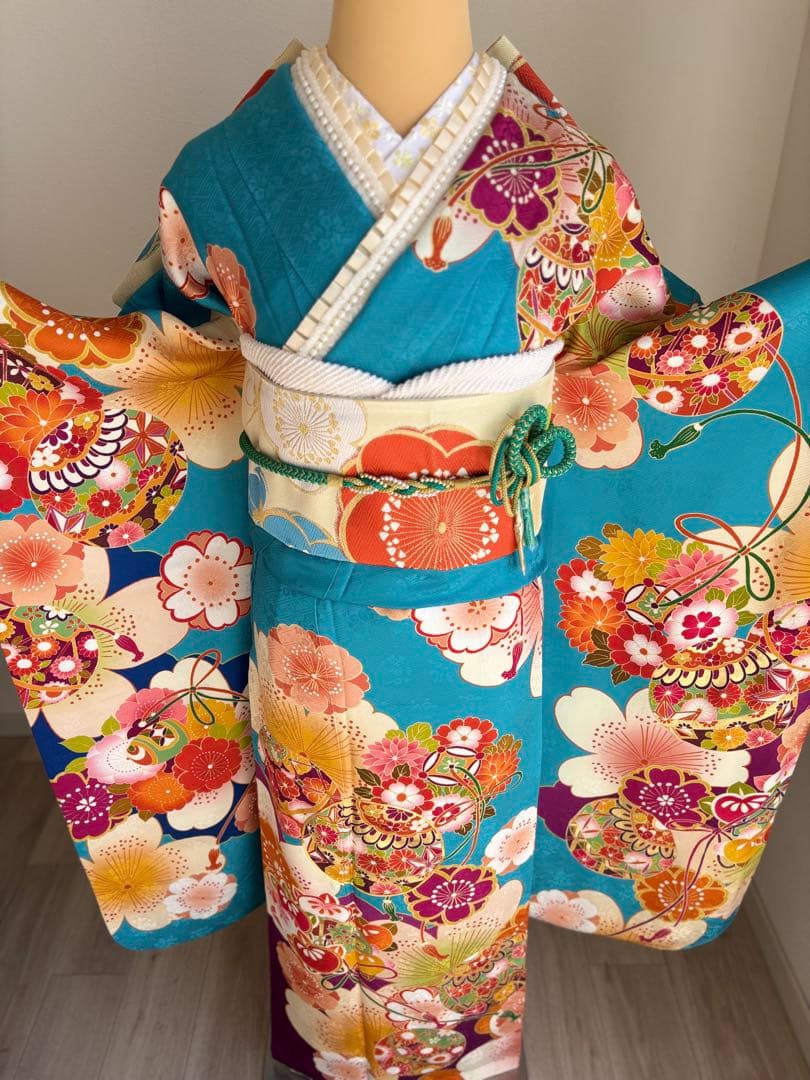 yui ⭐️可愛い！振袖フルセット　正絹振袖　成人式　水色系　最終価格です！