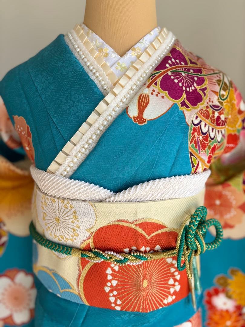 yui ⭐️可愛い！振袖フルセット　正絹振袖　成人式　水色系　最終価格です！