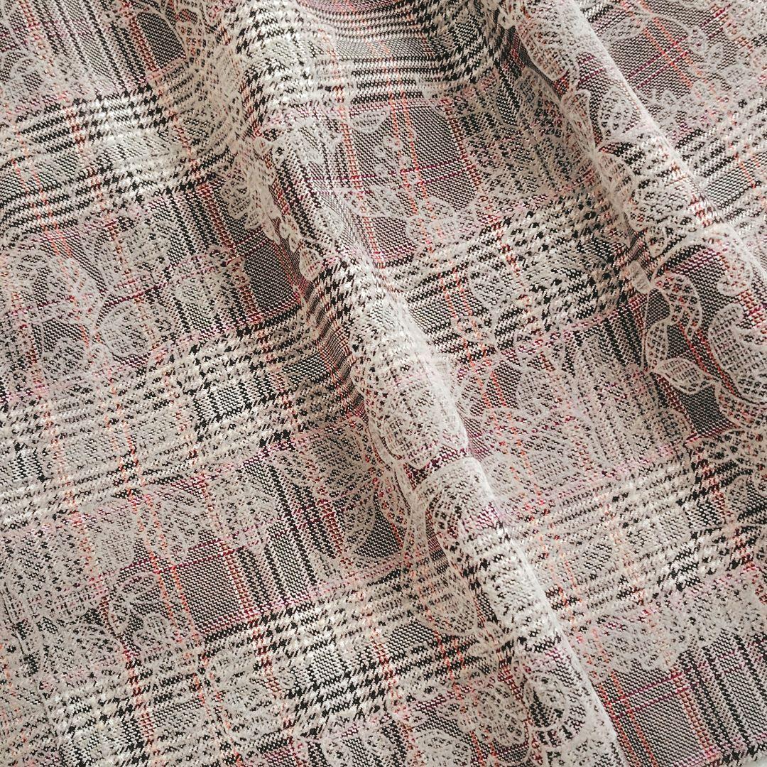 極美品✨ローズティアラ チェック柄 ワンピース パール 刺繍 大きいサイズ