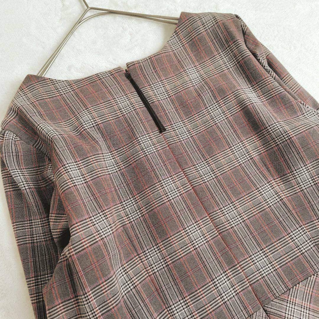 極美品✨ローズティアラ チェック柄 ワンピース パール 刺繍 大きいサイズ