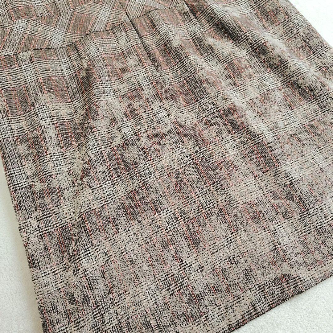 極美品✨ローズティアラ チェック柄 ワンピース パール 刺繍 大きいサイズ