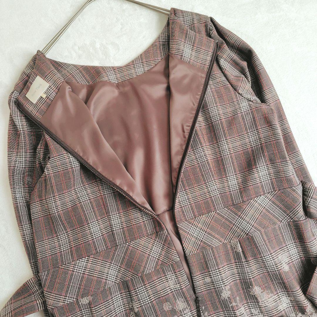 極美品✨ローズティアラ チェック柄 ワンピース パール 刺繍 大きいサイズ