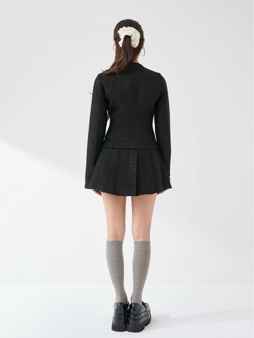 ボックスプリーツツイードミニワンピース