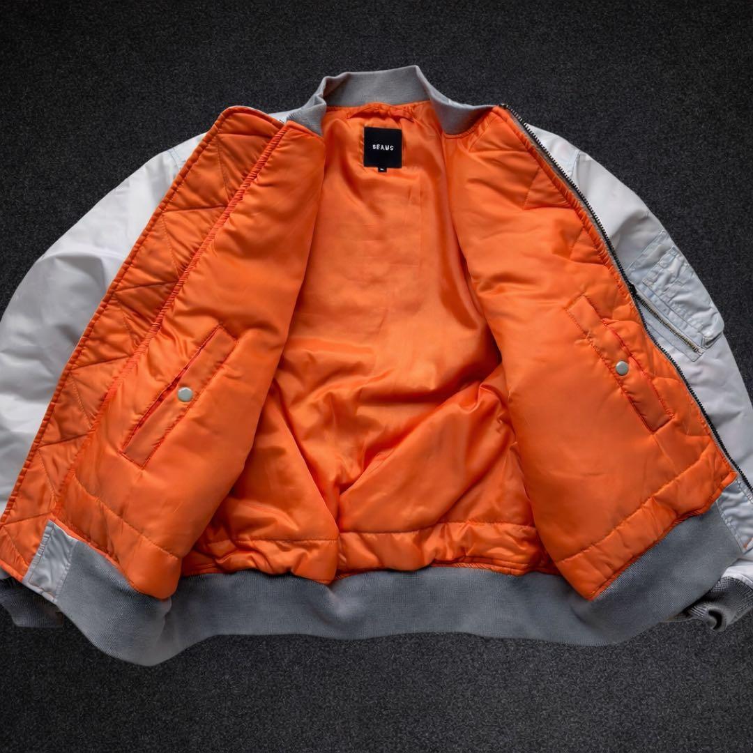 極美品XL✨ BEAMS MA-1 リラックスフィット 中綿ジャケット シルバー