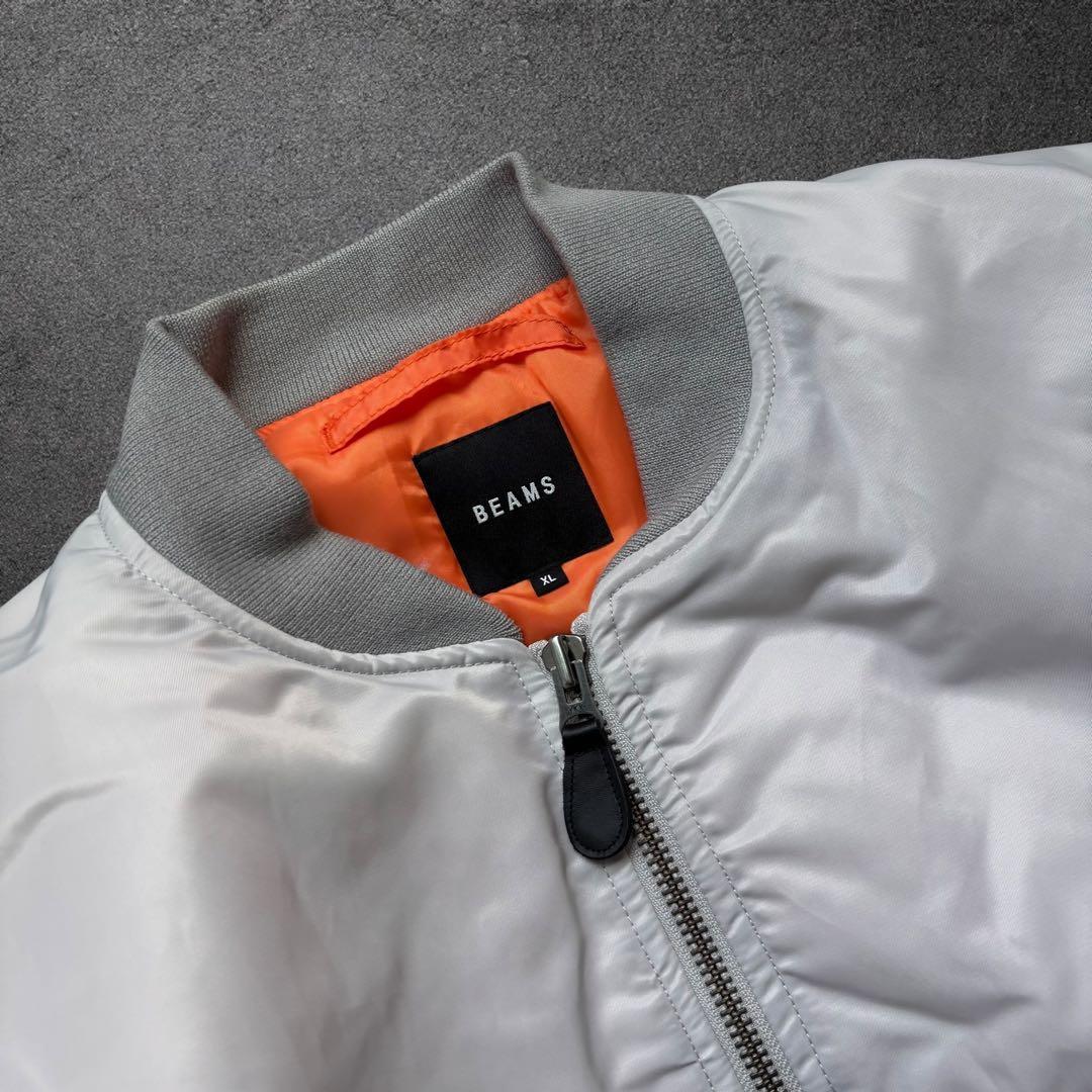 極美品XL✨ BEAMS MA-1 リラックスフィット 中綿ジャケット シルバー