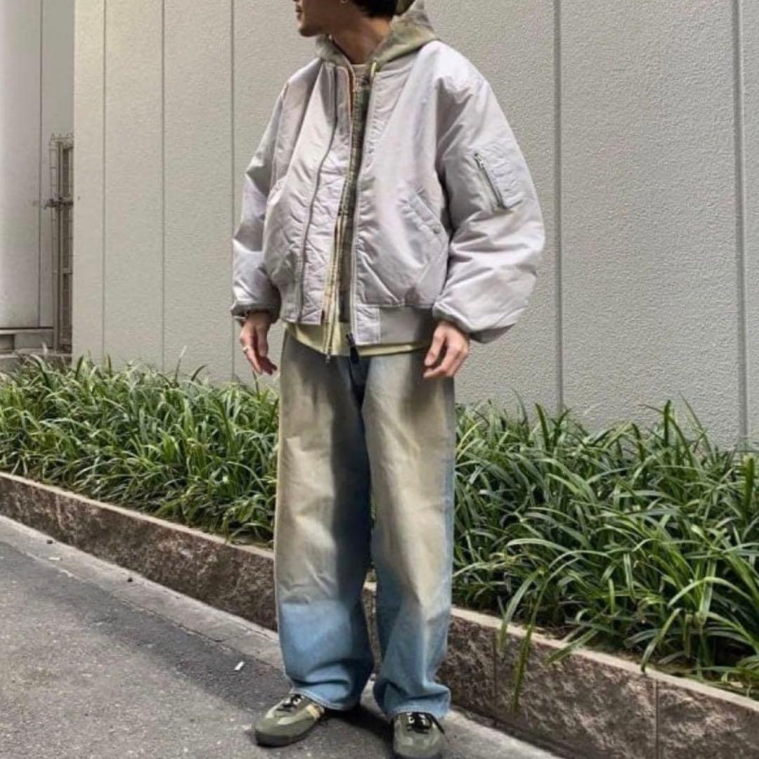極美品XL✨ BEAMS MA-1 リラックスフィット 中綿ジャケット シルバー