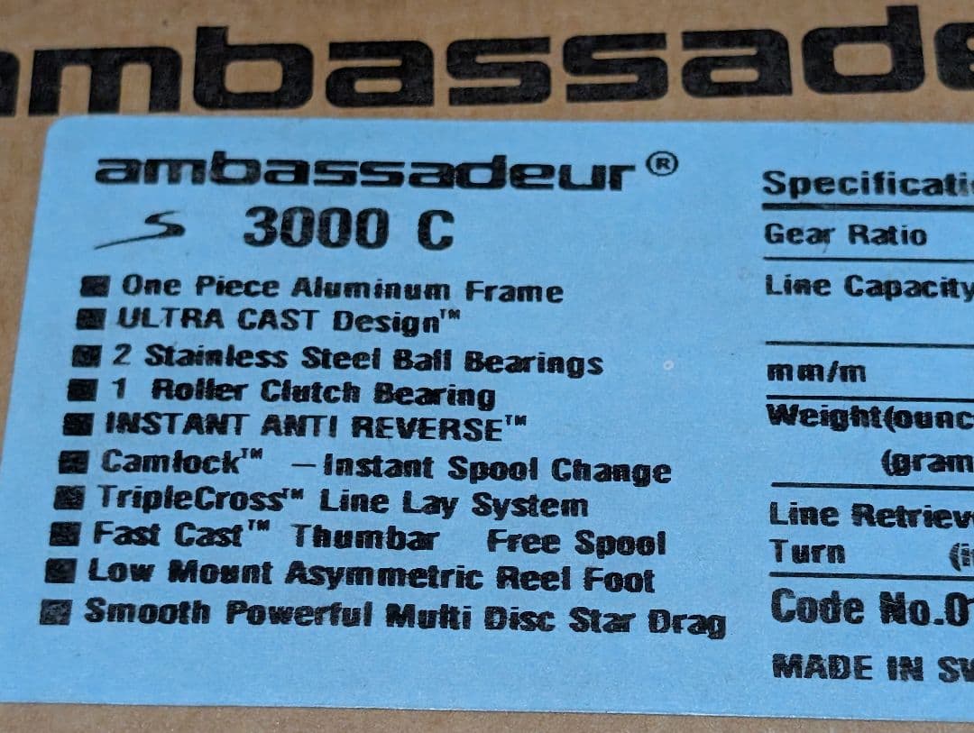 未使用品　Abu Garcia Ambassadeur S3000C