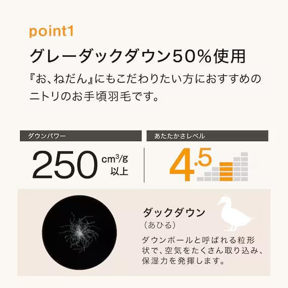 新品　ニトリ羽毛布団　シングル　S-1 K2413 S Nスリープダックダウン