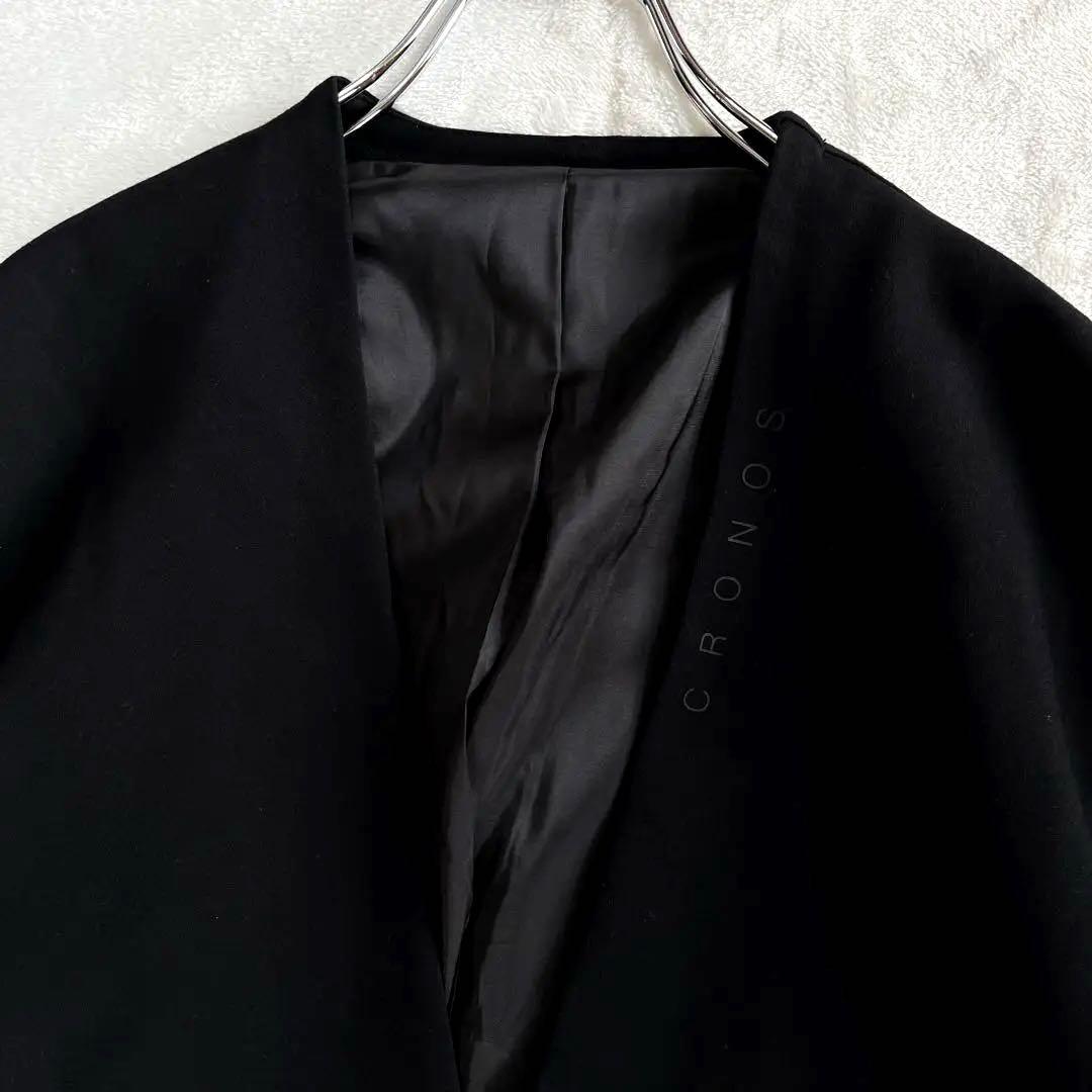 ごうCRONOS ノーカラージャケット 42 XL 黒 テーラード