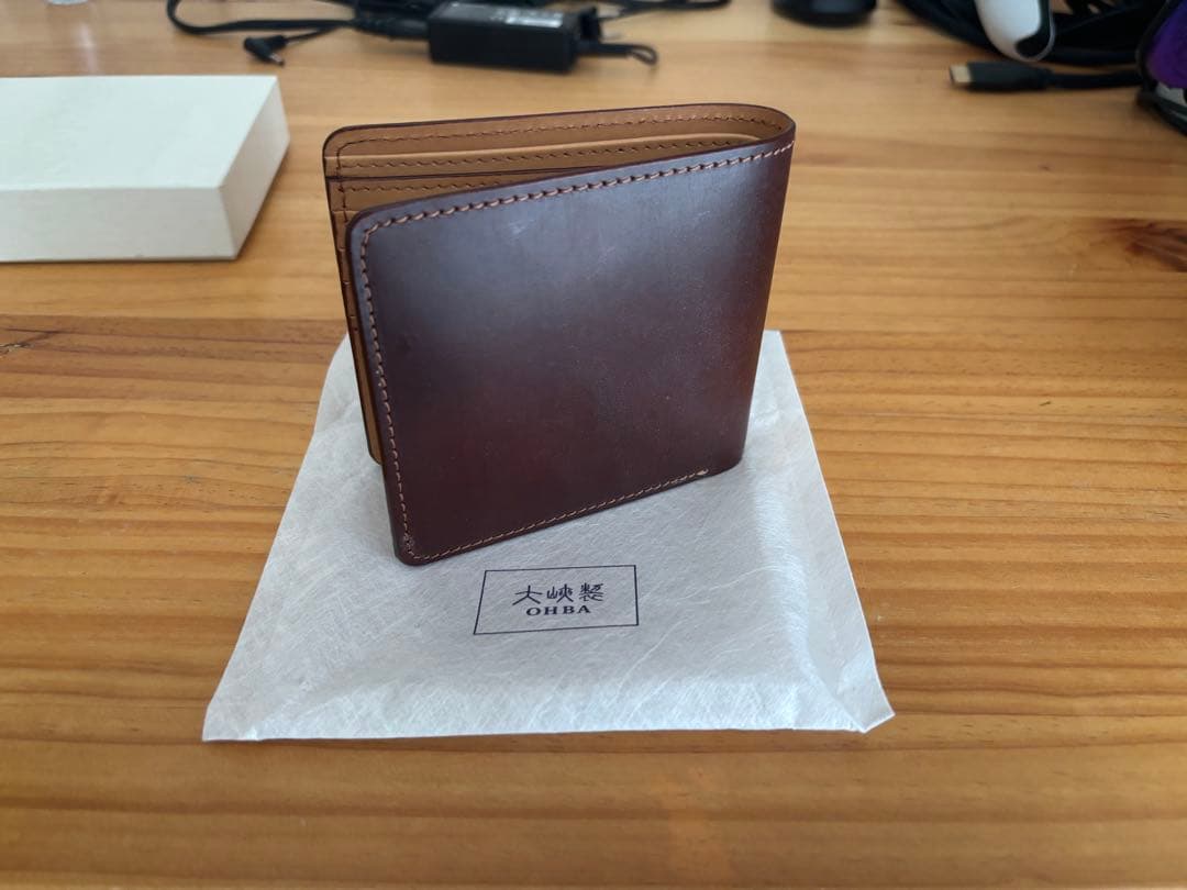 予約あり、大峡製鞄 ブライドル ダークブラウン 二つ折り財布 新品