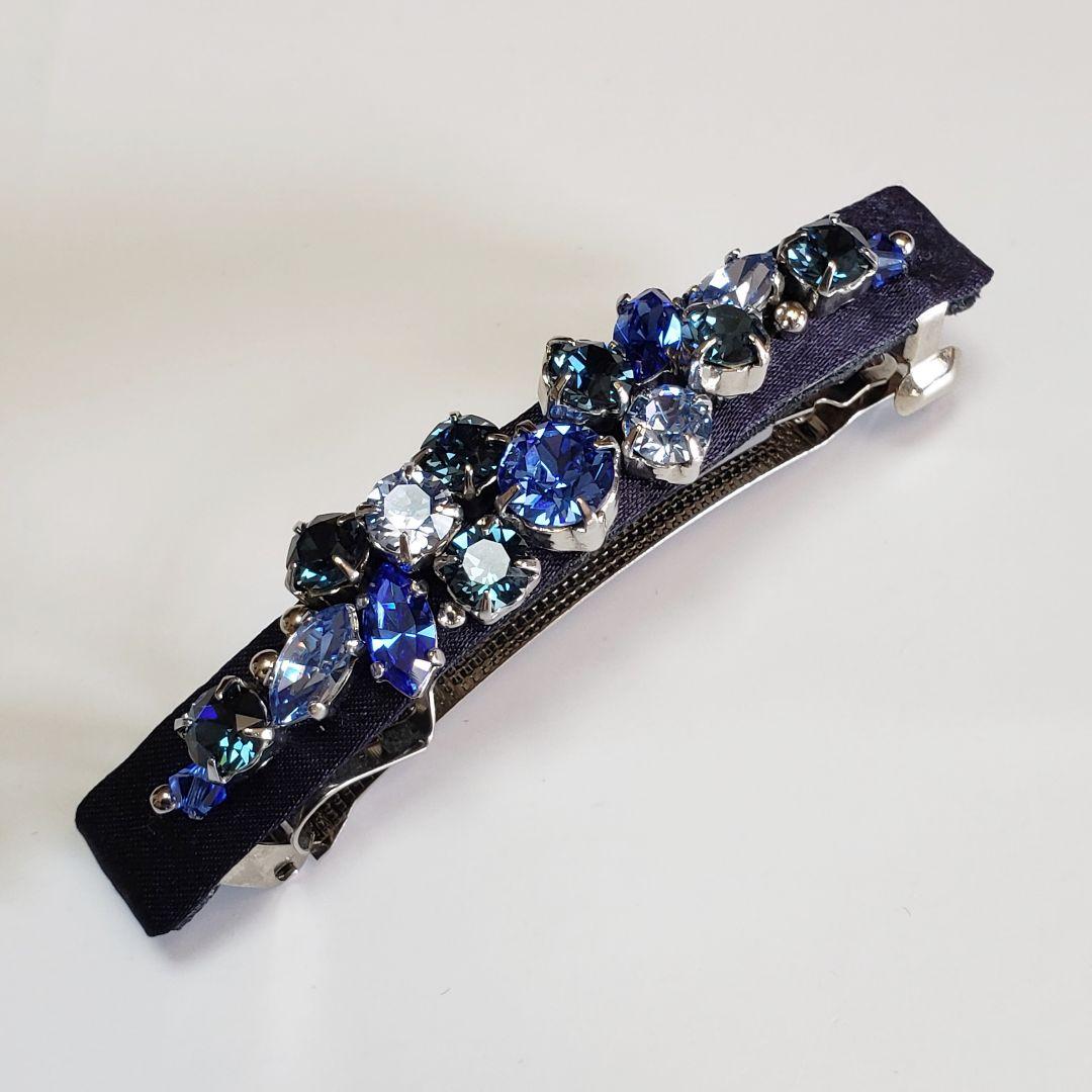 新品未使用　コンプレックスビズ ビジュー ブルー　バレッタ ヘアアクセサリー