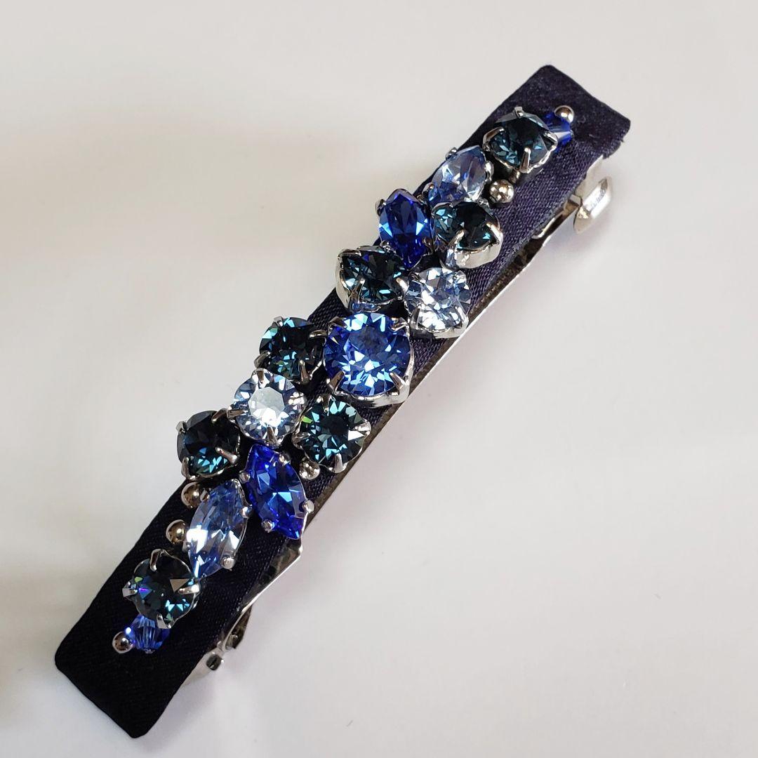 新品未使用　コンプレックスビズ ビジュー ブルー　バレッタ ヘアアクセサリー