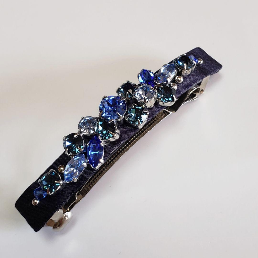 新品未使用　コンプレックスビズ ビジュー ブルー　バレッタ ヘアアクセサリー