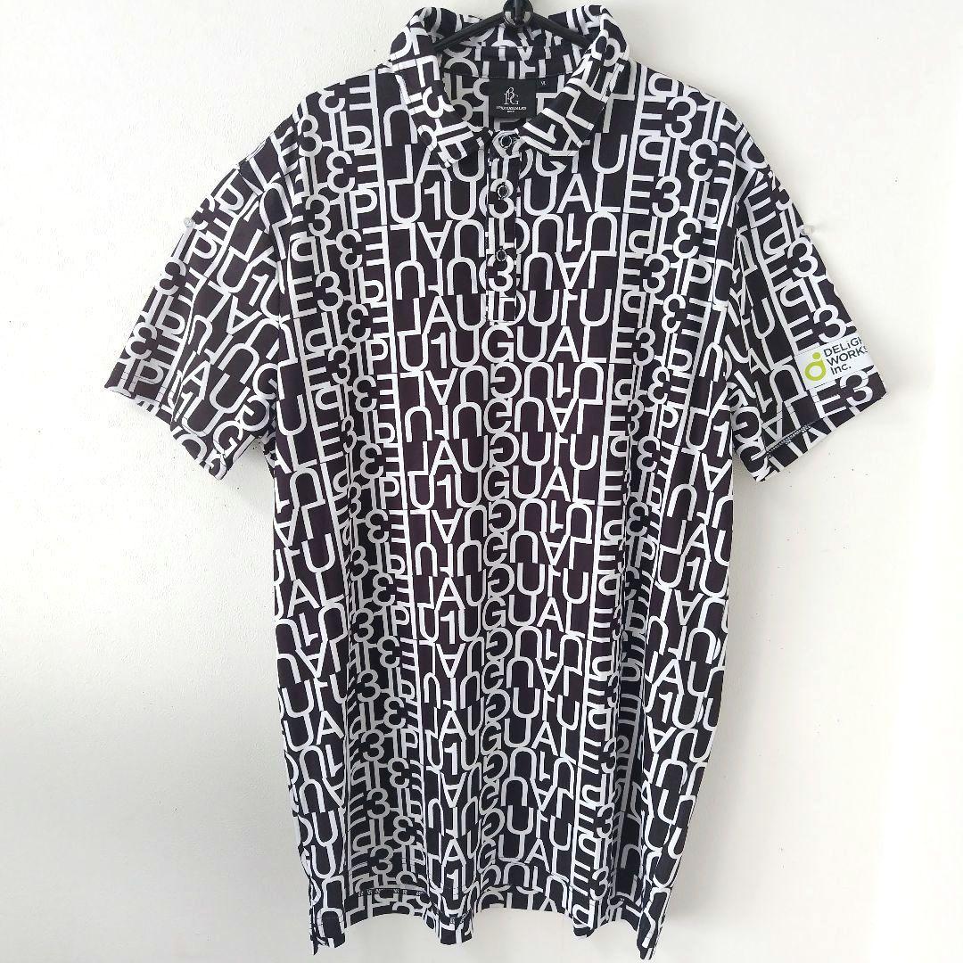 【美品】1PIU1UGUALE3 GOLF ロゴ ポロシャツ 半袖 XL 白黒