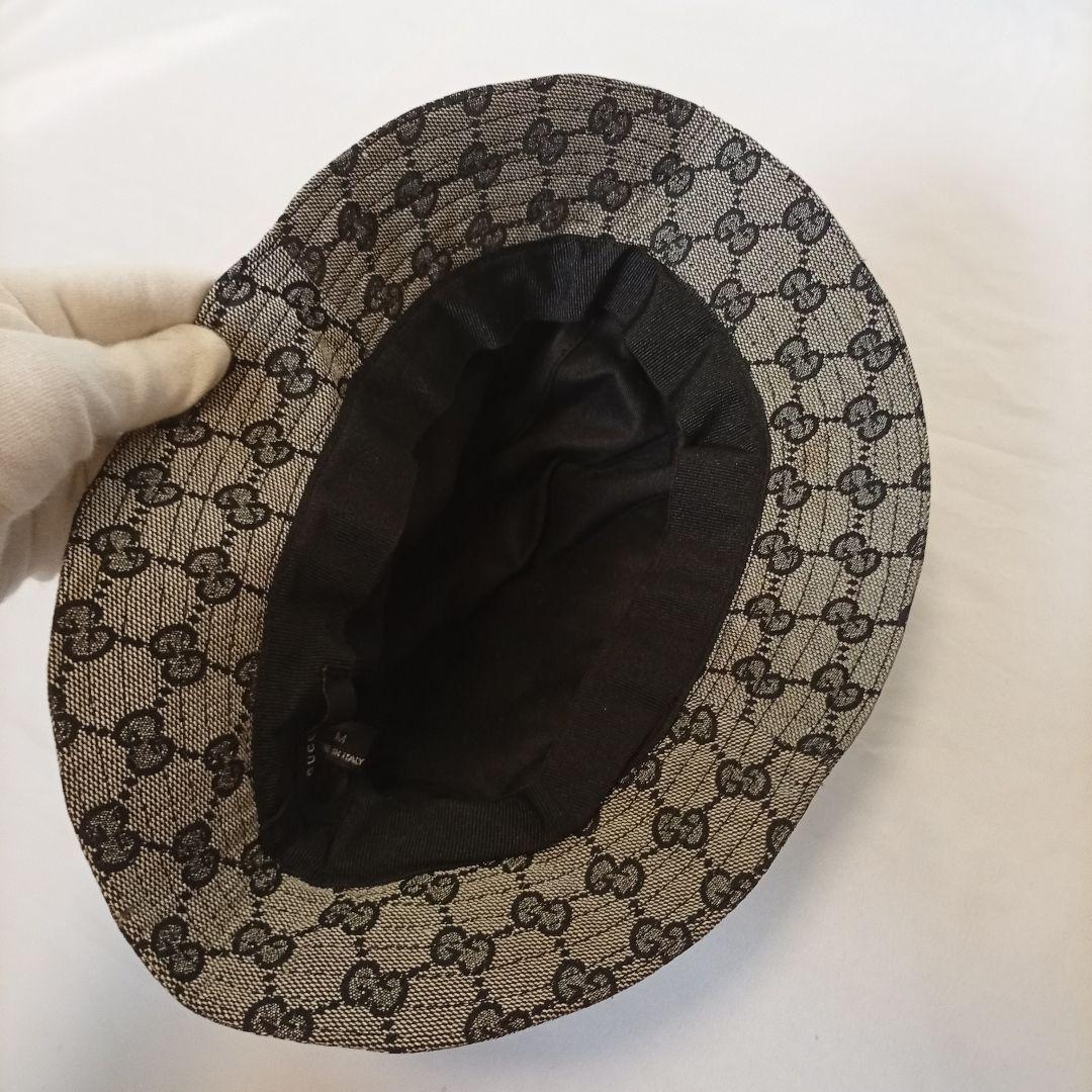 GUCCI グッチ GG柄 バケットハット グレー Mサイズ レディースブランド