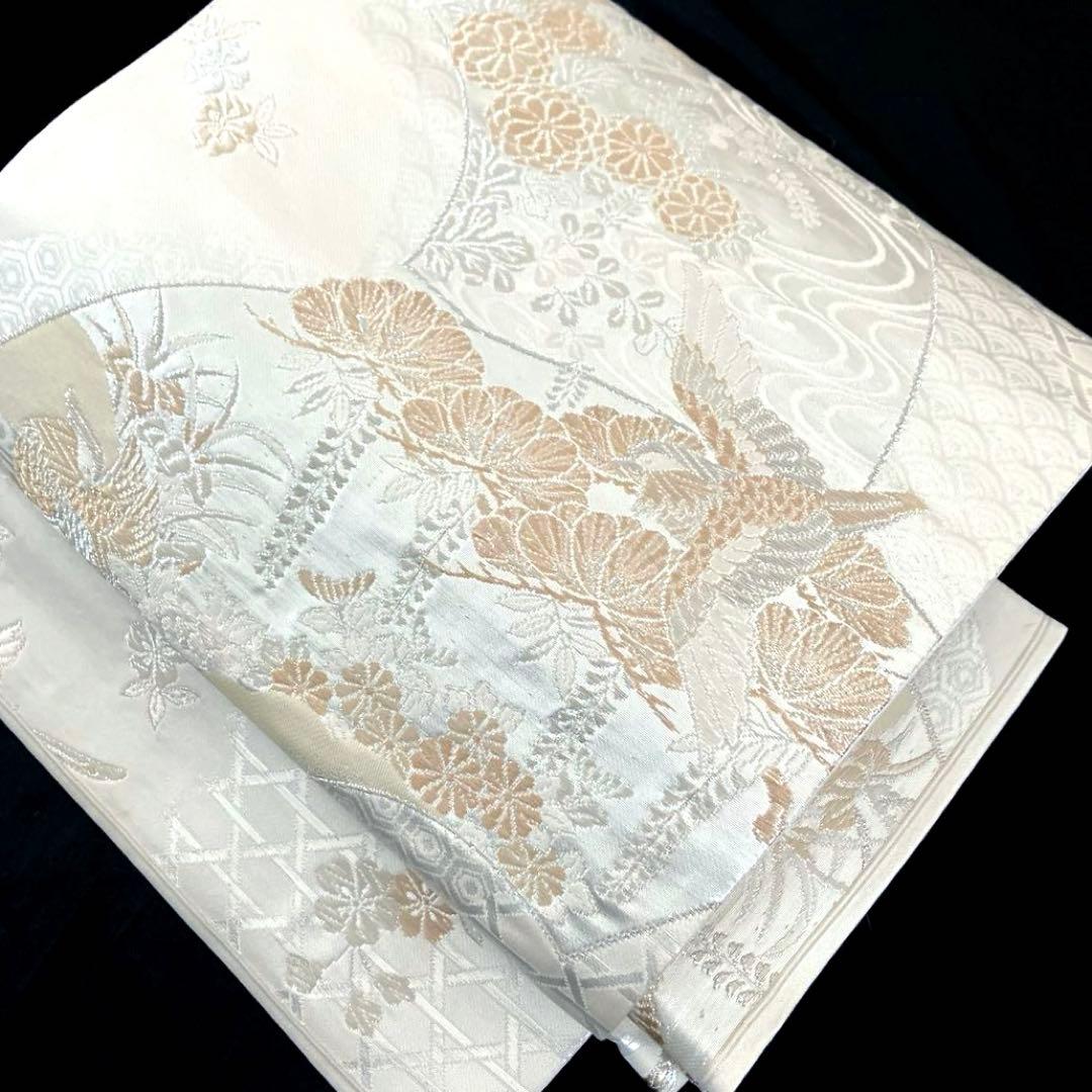 袋帯　ワンタッチ作り帯　マジックテープ　二重太鼓　正絹【美保姿】付け帯　全通柄