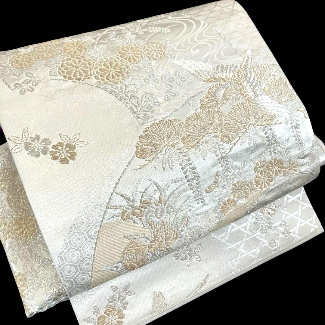 袋帯　ワンタッチ作り帯　マジックテープ　二重太鼓　正絹【美保姿】付け帯　全通柄