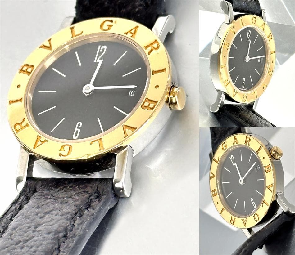 BVLGARI　ブルガリ　デイト　K18　BB26SGLD　時計　純正　黒