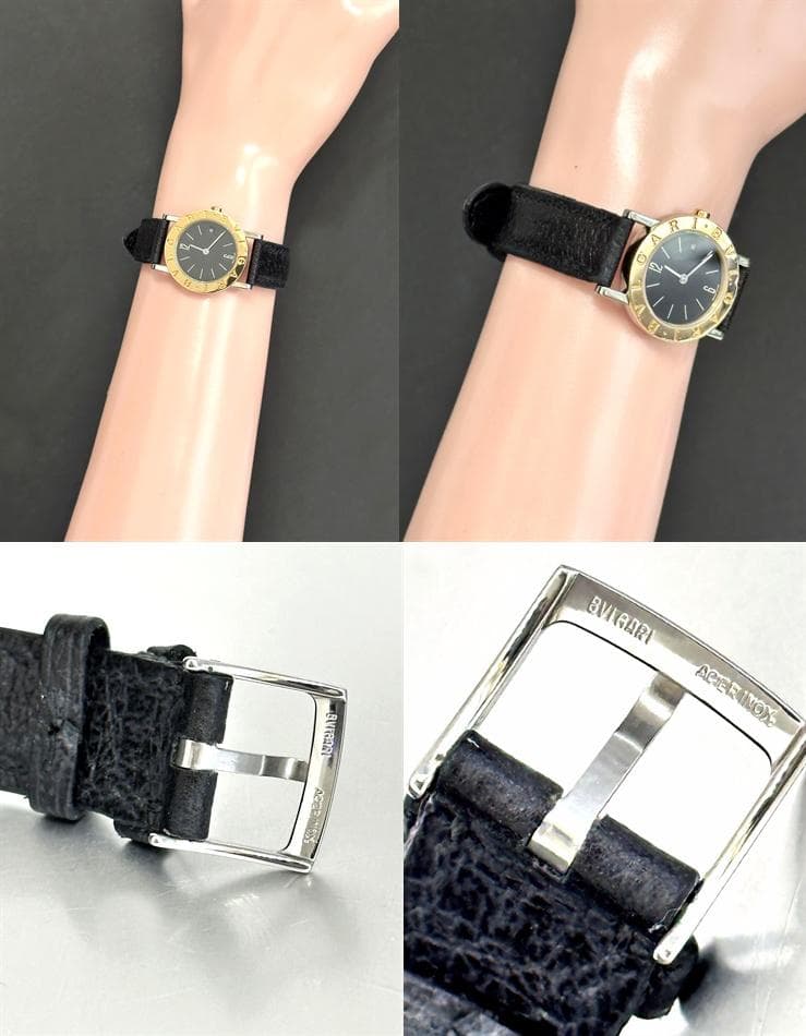BVLGARI　ブルガリ　デイト　K18　BB26SGLD　時計　純正　黒